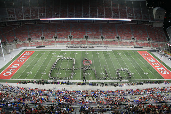 The Ohio State Marching Band performing at the 2019 Buckeye Invitational