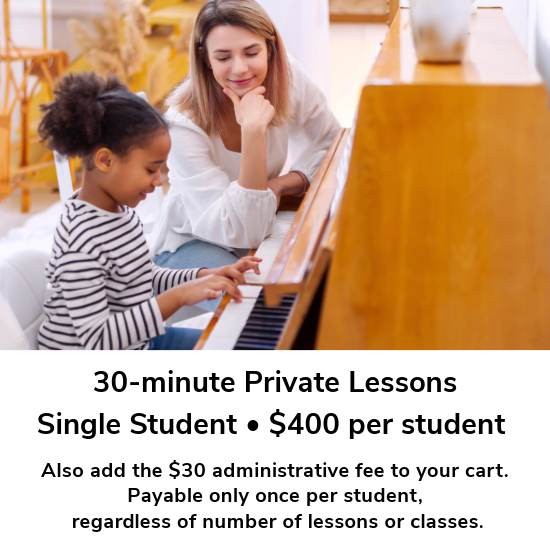 CMS 30-minute private lessons, single student in household
